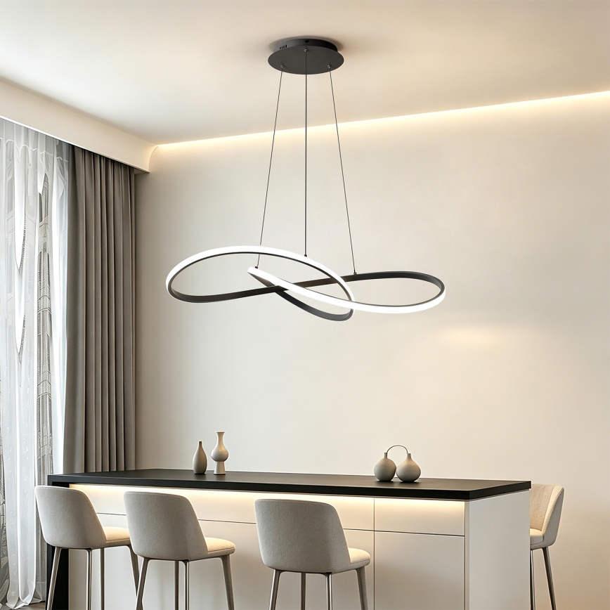 BRILAGI - LED dimbar pendellampa på kabel INFINITY LED/80W/230V 3000-6000K 80x80 cm svart + fjärrkontroll