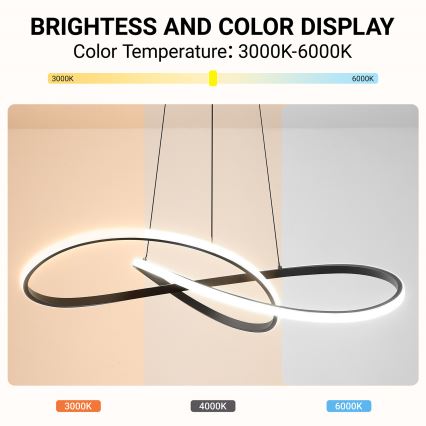 BRILAGI - LED dimbar pendellampa på kabel INFINITY LED/80W/230V 3000-6000K 80x80 cm svart + fjärrkontroll