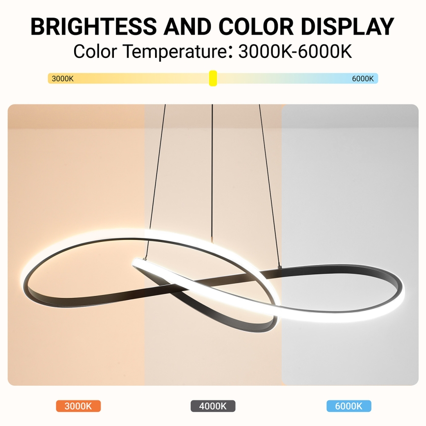 BRILAGI - LED dimbar pendellampa på kabel INFINITY LED/80W/230V 3000-6000K 80x80 cm svart + fjärrkontroll