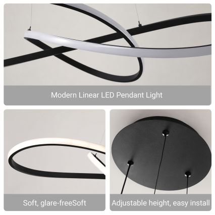 BRILAGI - LED dimbar pendellampa på kabel INFINITY LED/80W/230V 3000-6000K 80x80 cm svart + fjärrkontroll