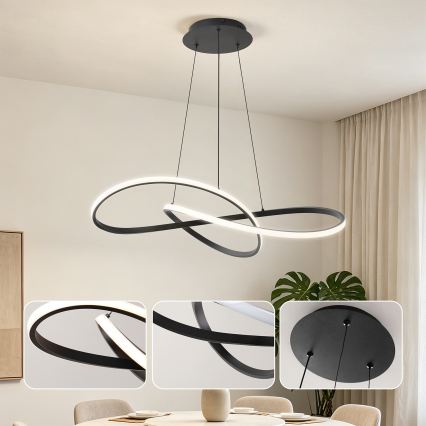 BRILAGI - LED dimbar pendellampa på kabel INFINITY LED/80W/230V 3000-6000K 80x80 cm svart + fjärrkontroll