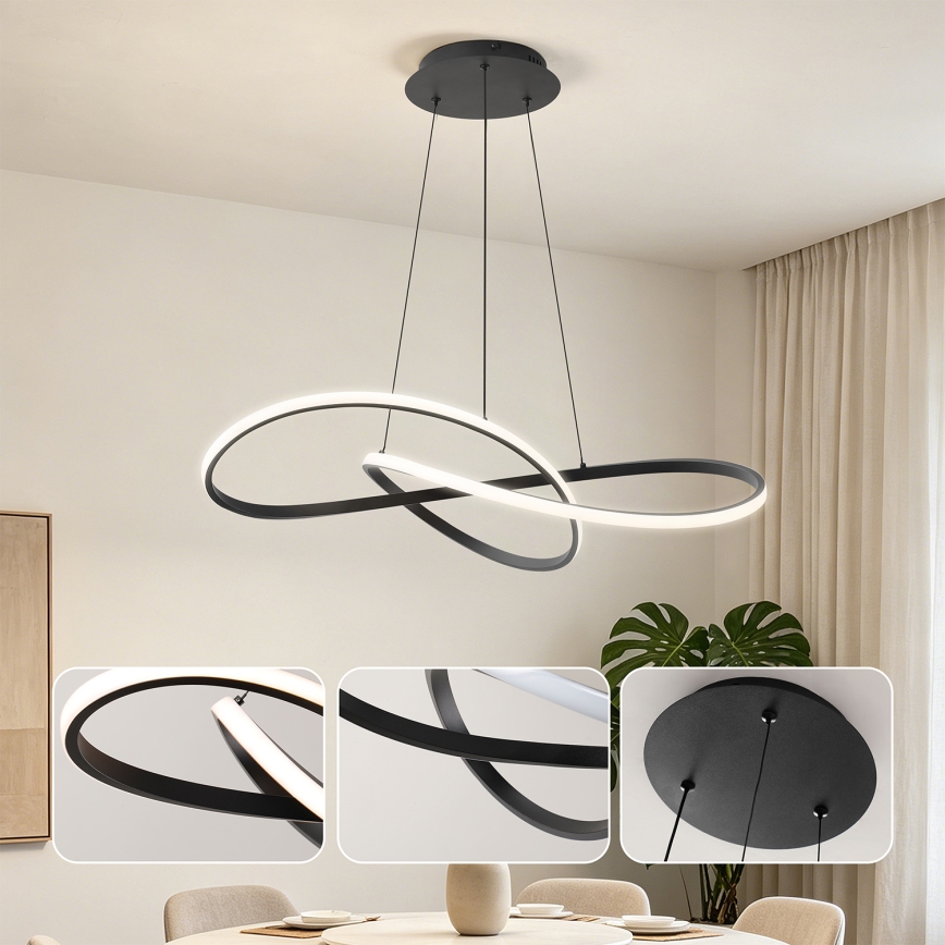 BRILAGI - LED dimbar pendellampa på kabel INFINITY LED/80W/230V 3000-6000K 80x80 cm svart + fjärrkontroll
