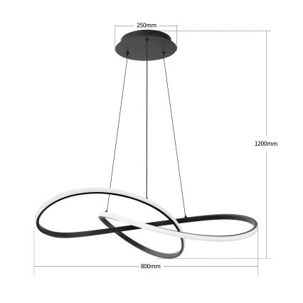 Brilagi - LED dimbar pendellampa på kabel INFINITY LED/80W/230V 3000-6000K 80x80 cm svart + fjärrkontroll