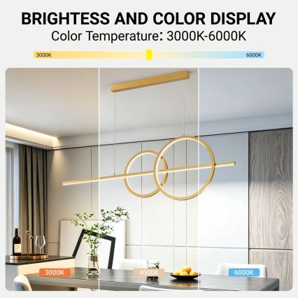 BRILAGI - Dimmbar LED-pendellampa på vajer SIGNATURE LED/53W/230V 3000-6000K 120 cm guld + fjärrkontroll