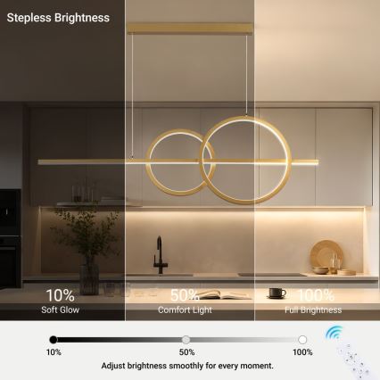 BRILAGI - Dimmbar LED-pendellampa på vajer SIGNATURE LED/53W/230V 3000-6000K 120 cm guld + fjärrkontroll