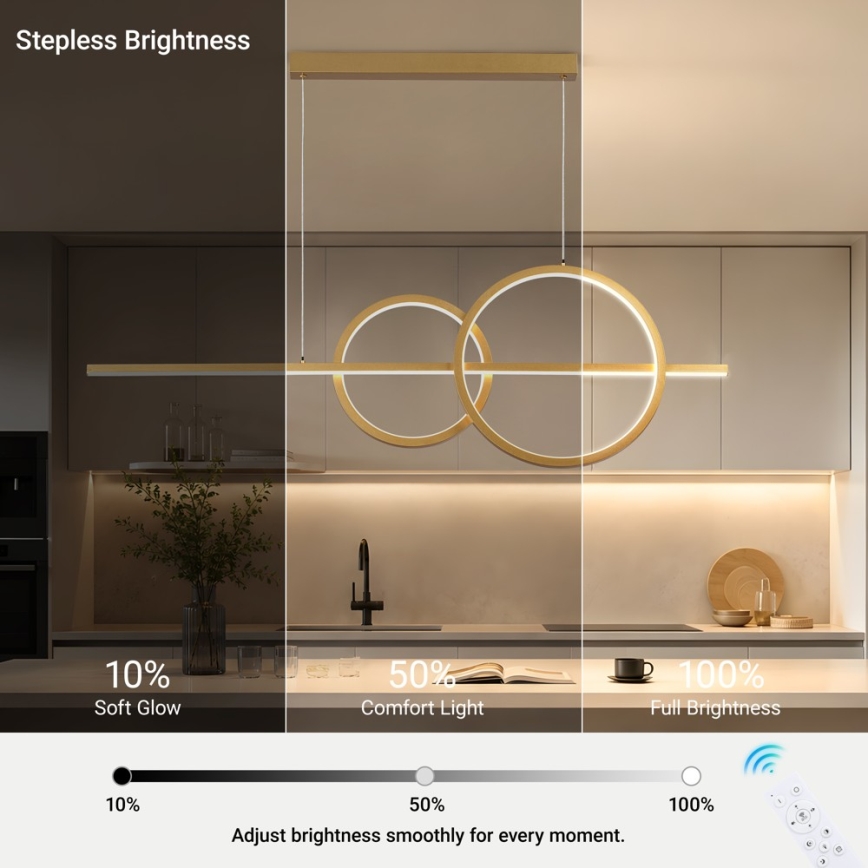 BRILAGI - Dimmbar LED-pendellampa på vajer SIGNATURE LED/53W/230V 3000-6000K 120 cm guld + fjärrkontroll
