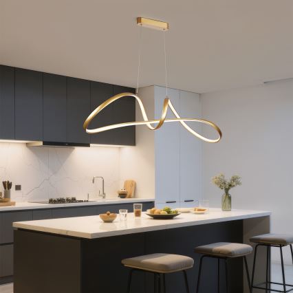 Brilagi - Dimmbar LED-pendel på vajer TWISTER LED/60W/230V 3000-6000K guld + fjärrkontroll