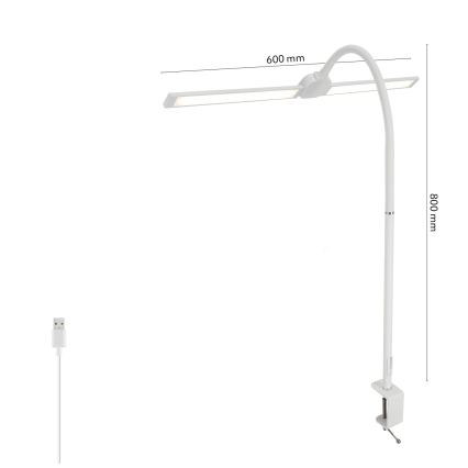 BRILAGI - LED-dimmbar skrivbordslampa USB VARIO LED/14W/5V 3000-6000K vit