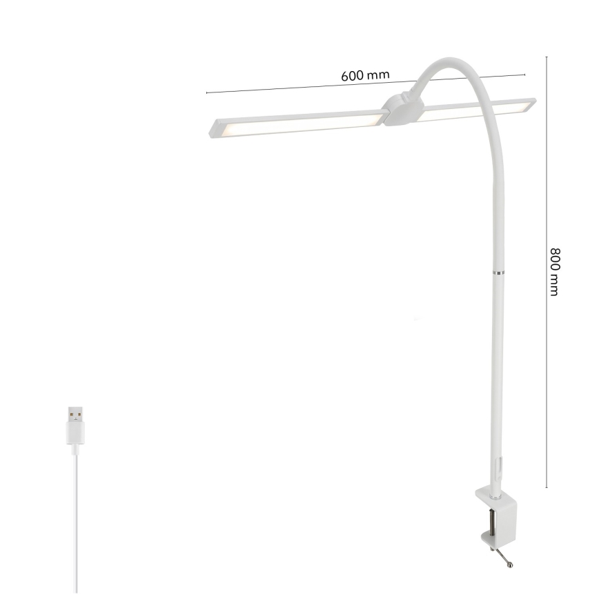 BRILAGI - LED-dimmbar skrivbordslampa USB VARIO LED/14W/5V 3000-6000K vit