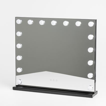BRILAGI - Dimmbar sminkspegel HOLLYWOOD LED/15W/230V CCT + 2x USB 60x50 cm svart