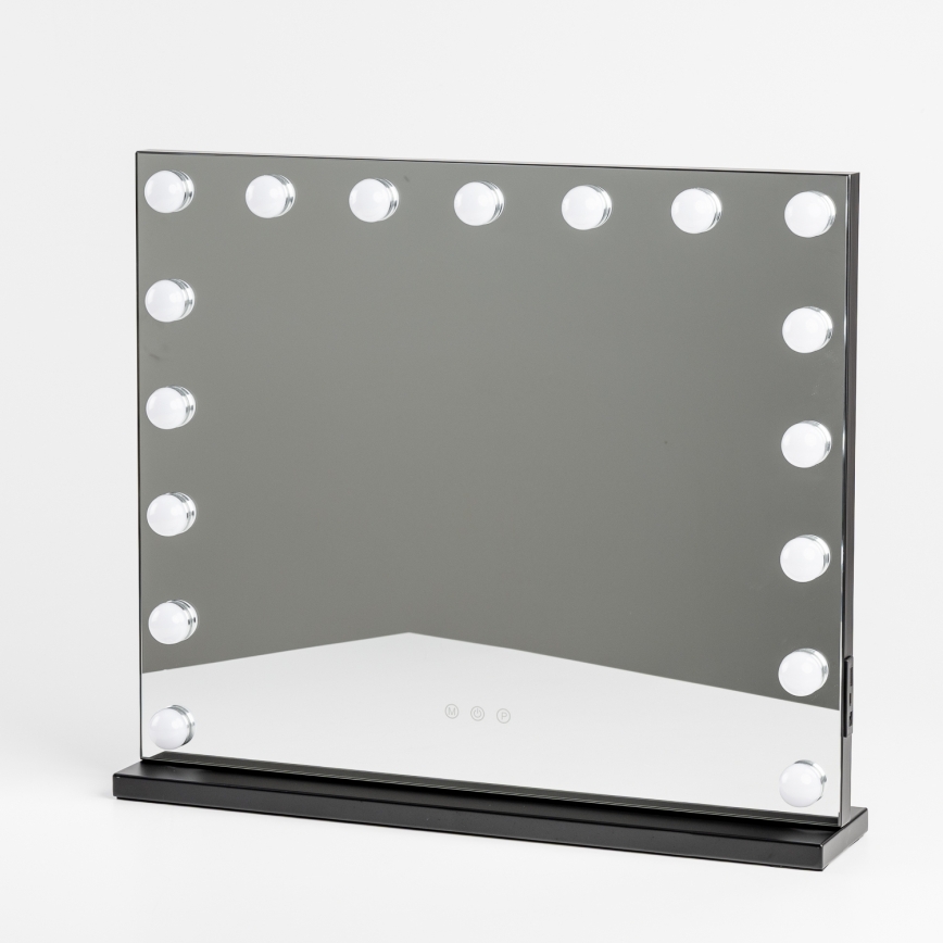 BRILAGI - Dimmbar sminkspegel HOLLYWOOD LED/15W/230V CCT + 2x USB 60x50 cm svart