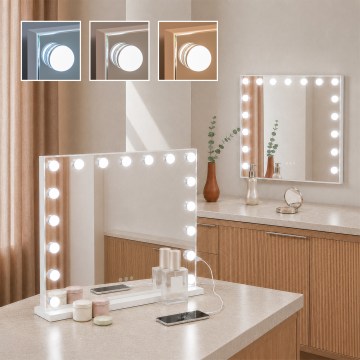 BRILAGI - LED Dimmbar sminkspegel HOLLYWOOD LED/15W/230V CCT + 2x USB 60x50 cm vit