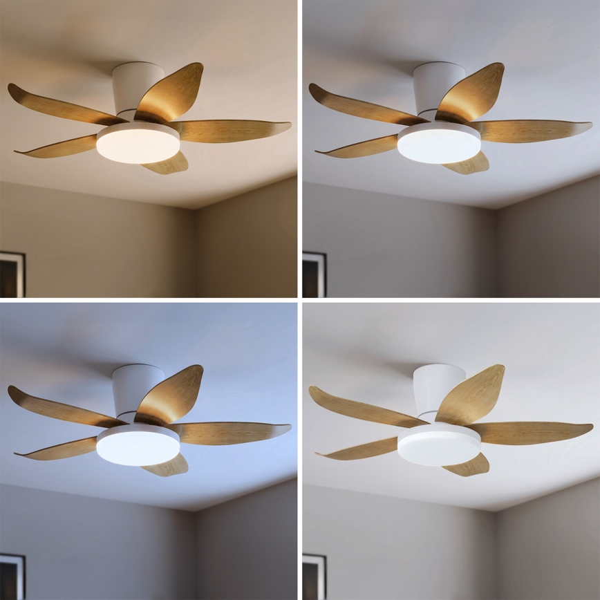 Brilagi - LED-dimmbar takfläkt LED/32W/230V 95 cm vit/brun + fjärrkontroll