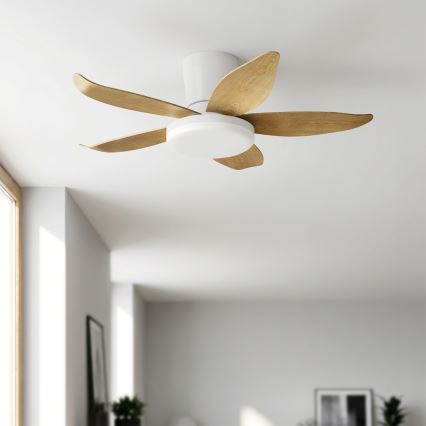 Brilagi - LED-dimmbar takfläkt LED/32W/230V 95 cm vit/brun + fjärrkontroll