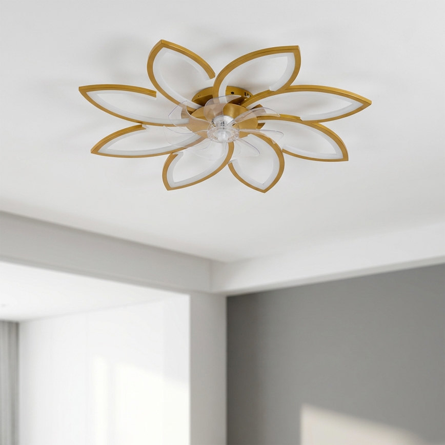 Brilagi - LED-dimmbar takfläkt, LED 43 W, 230 V, 3000–6500 K, Ø 90 cm, guld, inkl. fjärrkontroll