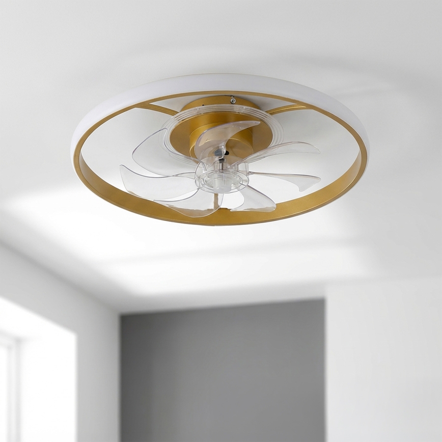 Brilagi - Dimbar LED-takfläkt 66W/230V 3000-6500K Ø 55 cm vit/guld + fjärrkontroll