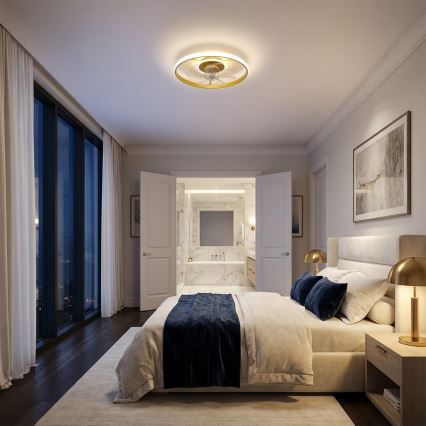 Brilagi - Dimbar LED-takfläkt 66W/230V 3000-6500K Ø 55 cm vit/guld + fjärrkontroll