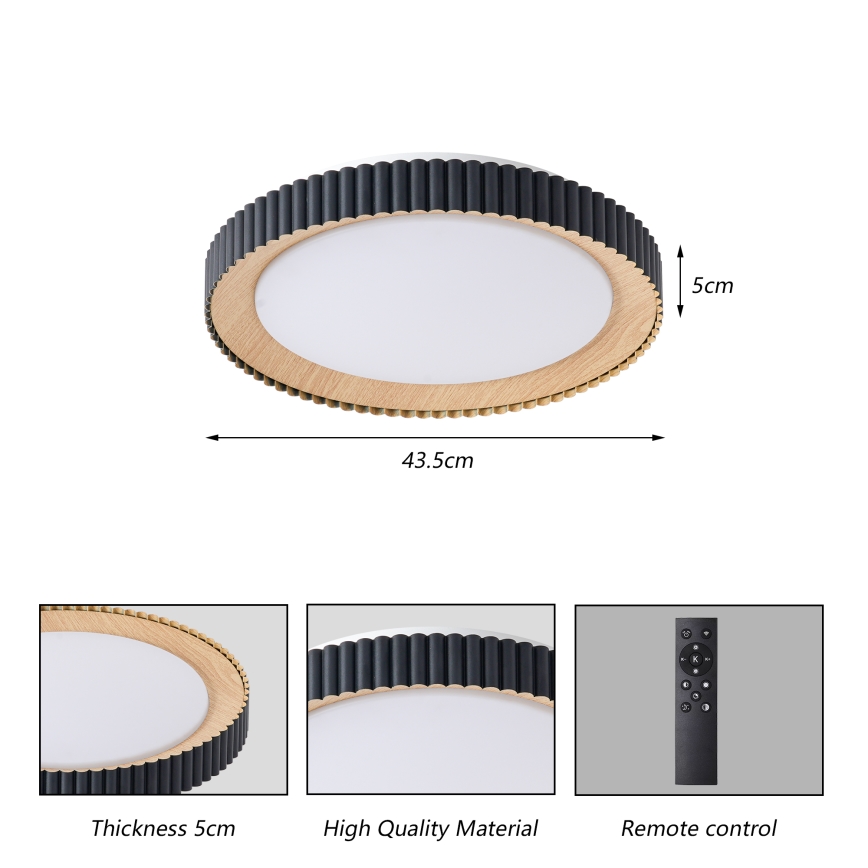 Brilagi - Dimbar LED-takarmatur NEXO LED/48W/230V 3000-6000K svart Ø 43 cm + fjärrkontroll
