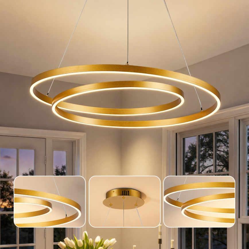 BRILAGI - Dimbar LED-pendellampa TWISTER LED/75W/230V 3000-6000K Ø 70 cm guld + fjärrkontroll