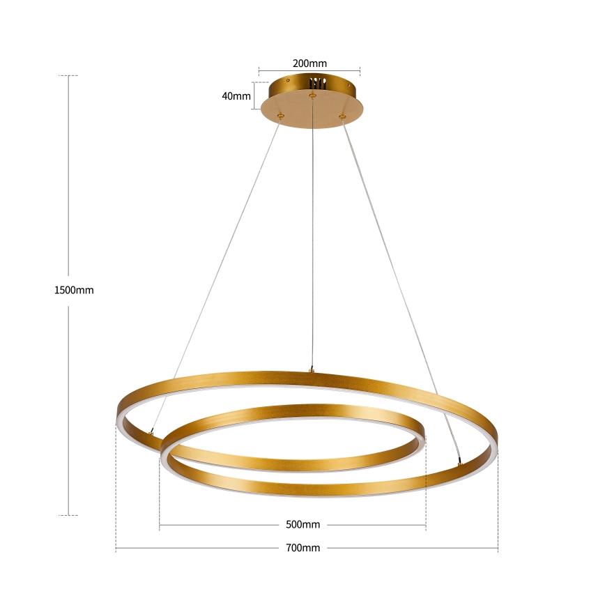 BRILAGI - Dimbar LED-pendellampa TWISTER LED/75W/230V 3000-6000K Ø 70 cm guld + fjärrkontroll
