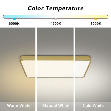 Brilagi - dimbar LED-taklampa POOL LED/36W/230V 3000-6000K 40x40 cm guldfärgad + fjärrkontroll