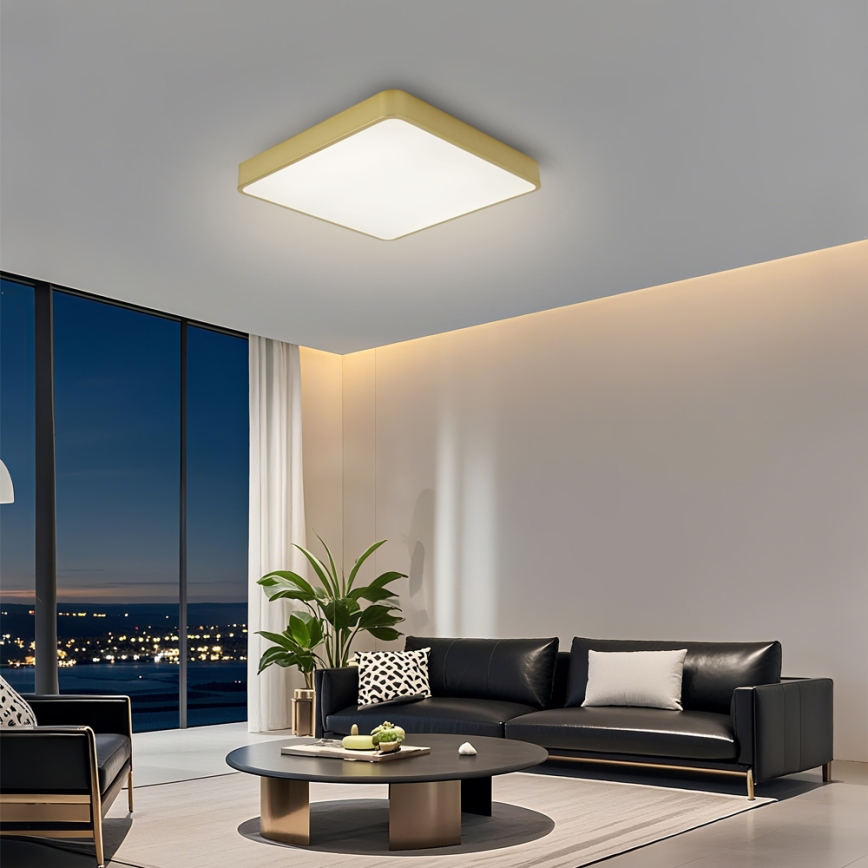 Brilagi - dimbar LED-taklampa POOL LED/36W/230V 3000-6000K 40x40 cm guldfärgad + fjärrkontroll