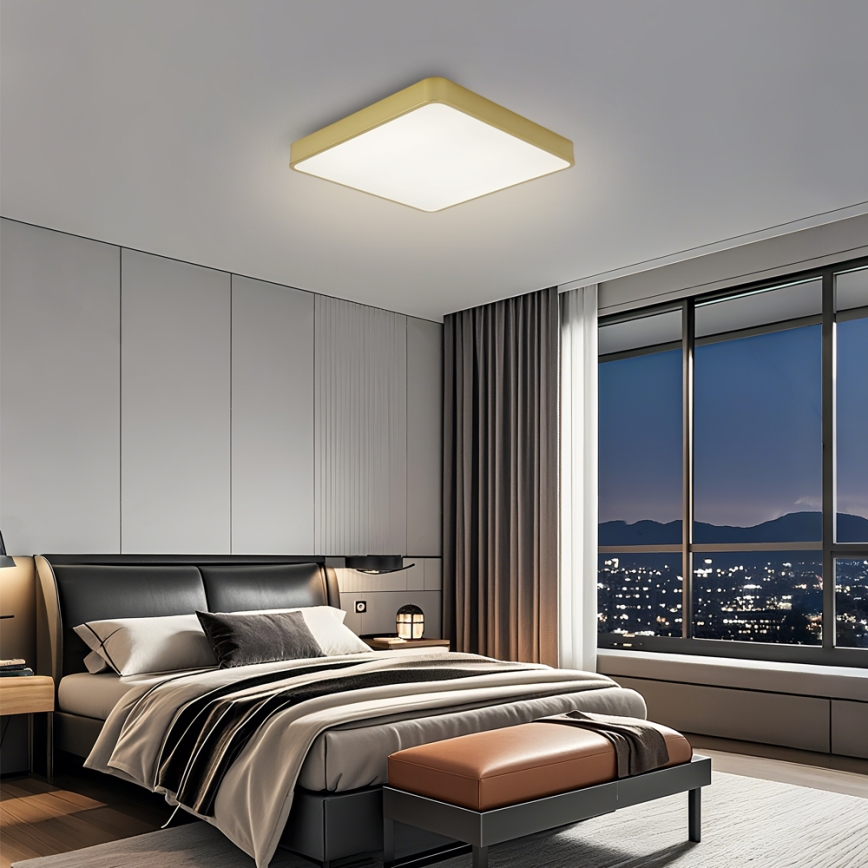 Brilagi - dimbar LED-taklampa POOL LED/36W/230V 3000-6000K 40x40 cm guldfärgad + fjärrkontroll