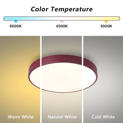 Brilagi - Dimbart LED-takarmatur POOL LED/48W/230V 3000-6000K Ø 40 cm bordeaux + fjärrkontroll