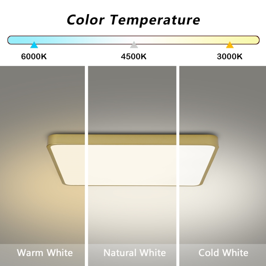 BRILAGI - dimbar LED-taklampa POOL SQUARE LED/36W/230V 3000-6000K 40x40 cm guldfärgad + fjärrkontroll