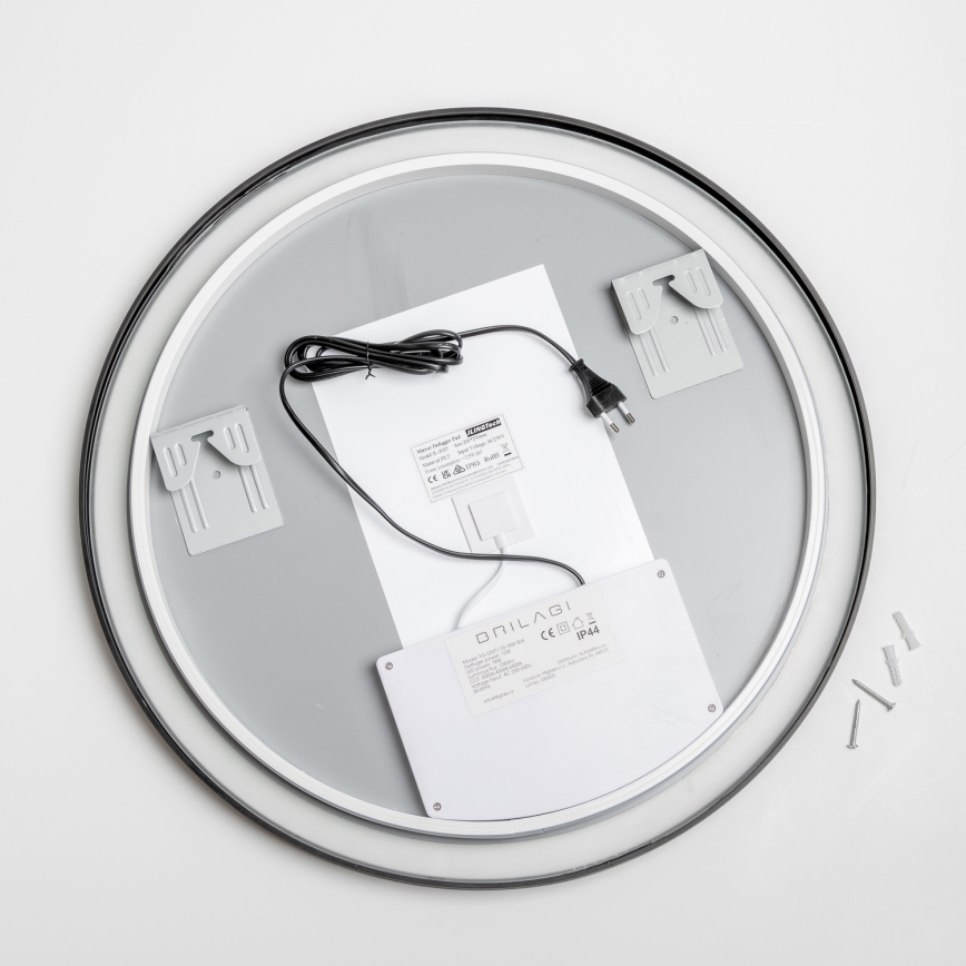 Brilagi - LED dimbar uppvärmd badrumsspegel med bakgrundsbelysning ALU PRO LED/18W/230V Ø 60 cm 3000/4000/6500K IP44 svart CRI 90