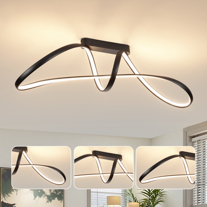 Brilagi - LED dimbar ytmonterad taklampa TWISTER LED/60W/230V 3000-6000K svart + fjärrkontroll