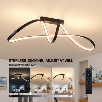 Brilagi - LED dimbar ytmonterad taklampa TWISTER LED/60W/230V 3000-6000K svart + fjärrkontroll