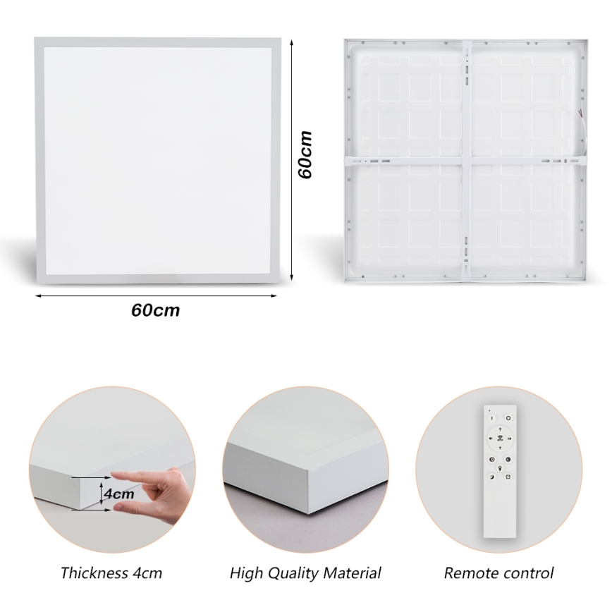 Brilagi - LED Dimmerbar Taklampa FRAME SMART LED/50W/230V 60x60 cm 3000-6000K IP44 Vit + Fjärrkontroll