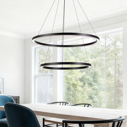 Brilagi - LED-dimbar pendellampa på vajer PORTOFINO LED/98W/230V 3000-6000K Ø 80 cm svart + fjärrkontroll