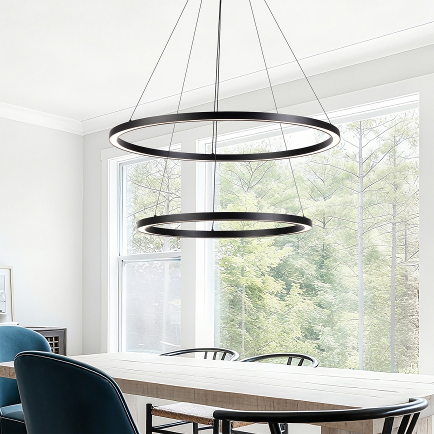 Brilagi - LED-dimbar pendellampa på vajer PORTOFINO LED/98W/230V 3000-6000K Ø 80 cm svart + fjärrkontroll
