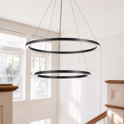 Brilagi - LED-dimbar pendellampa på vajer PORTOFINO LED/98W/230V 3000-6000K Ø 80 cm svart + fjärrkontroll