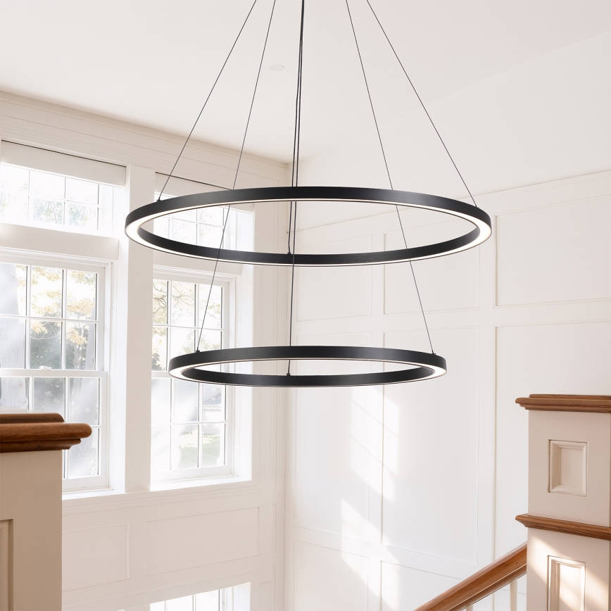 Brilagi - LED-dimbar pendellampa på vajer PORTOFINO LED/98W/230V 3000-6000K Ø 80 cm svart + fjärrkontroll