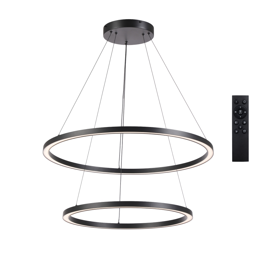Brilagi - LED-dimbar pendellampa på vajer PORTOFINO LED/98W/230V 3000-6000K Ø 80 cm svart + fjärrkontroll