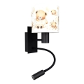BRILAGI - LED flexibel barnvägglampa BOBO 1xE27/25W/230V + LED/3W svart/vit/nallemönster