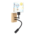 BRILAGI - LED flexibel barnvägglampa BOBO WOOD 1xE27/25W/230V + LED/3W ek/svart/vit/djurmotiv