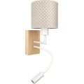 BRILAGI - LED flexibel barnvägglampa BOBO WOOD 1xE27/25W/230V + LED/3W ek/vit/beige/prickig