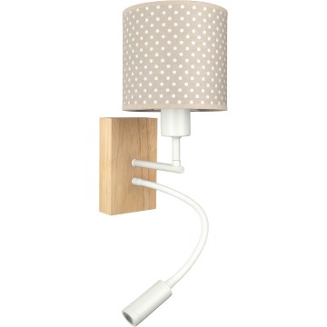 BRILAGI - LED flexibel barnvägglampa BOBO WOOD 1xE27/25W/230V + LED/3W ek/vit/beige/prickig