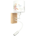 BRILAGI - LED flexibel barnvägglampa BOBO WOOD 1xE27/25W/230V + LED/3W ek/vit/djurmotiv