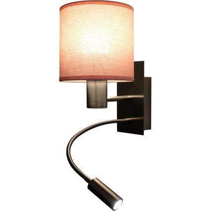 BRILAGI - Flexibel LED-vägglampa BOBO 1xE27/25W/230V + LED/3W matt krom/rosa