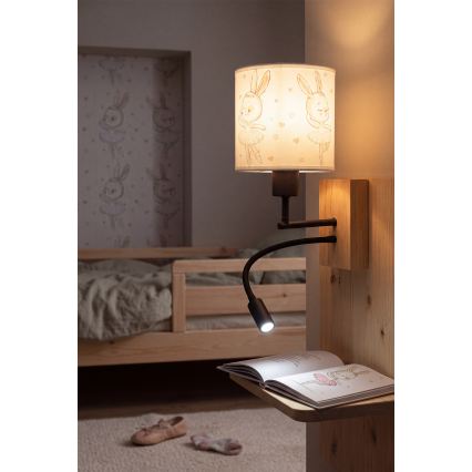 BRILAGI - LED flexibel vägglampa för barn BOBO WOOD 1xE27/25W/230V + LED/3W ek/svart/vit/kaniner