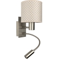 BRILAGI - LED flexibel vägglampa BOBO, 1xE27/25W/230V + integrerad LED 3W, matt krom/beige med prickar