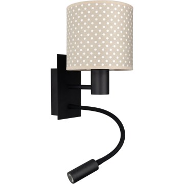 BRILAGI - LED flexibel vägglampa BOBO 1xE27/25W/230V + LED/3W svart/beige/prickig