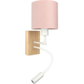 BRILAGI - LED flexibel vägglampa BOBO WOOD 1xE27/25W/230V + LED/3W ek/vit/rosa