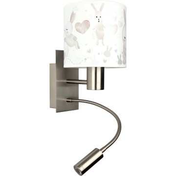 BRILAGI - LED flexibel vägglampa för barn BOBO 1xE27/25W/230V + LED/3W matt krom/vit/kaniner
