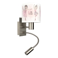BRILAGI - LED flexibel vägglampa för barn BOBO 1xE27/25W/230V + LED/3W mattkrom/vit/rosa/balettmotiv
